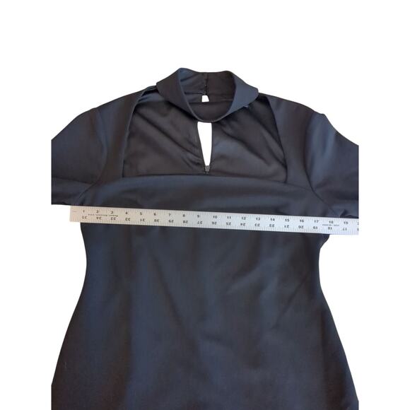 Lulu's Long Sleeve Bodycon Black Dress Mini Cut Out Dress XL - Picture 4 of 9